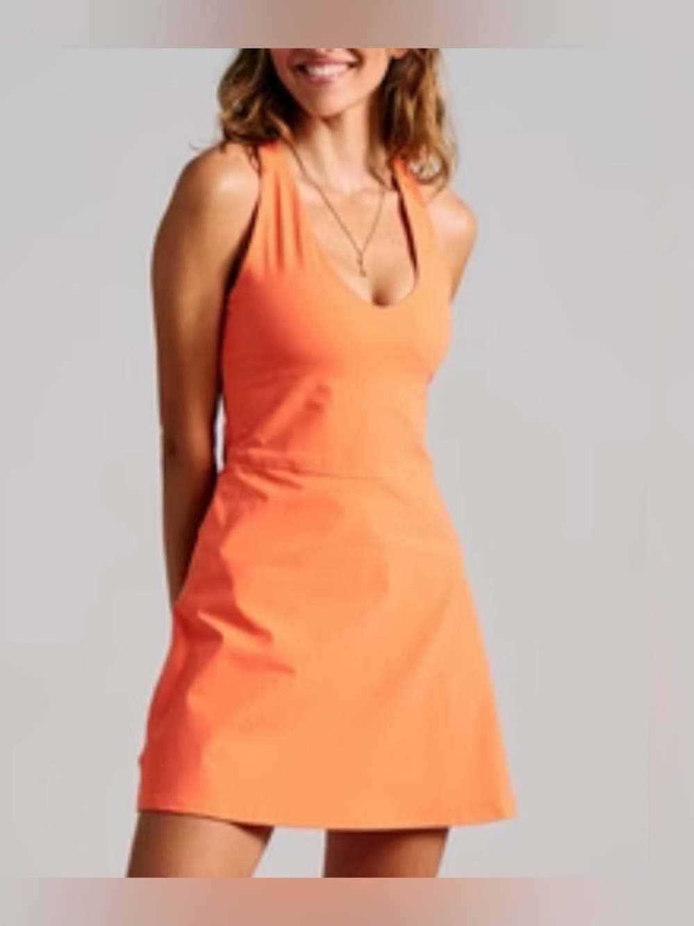 Outdoor Voices|Volley Dress in Orange Coral,Active Racerback athletic dress•••S